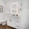 bright vanity in bathroom